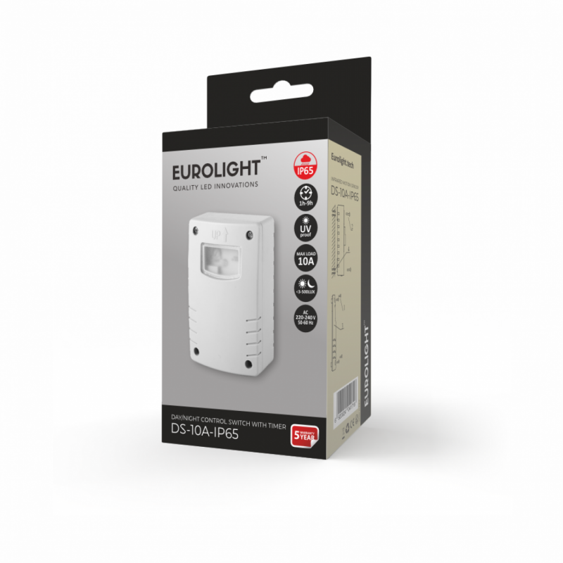 Photo relay, 10A, IP65, wall mounted.