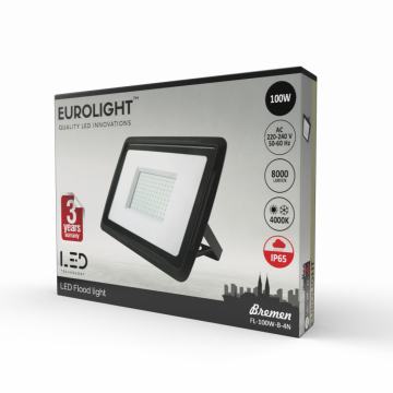 BREMEN LED prožektorius 100W, 4000K, IP65, 80lm/W Eurolight
