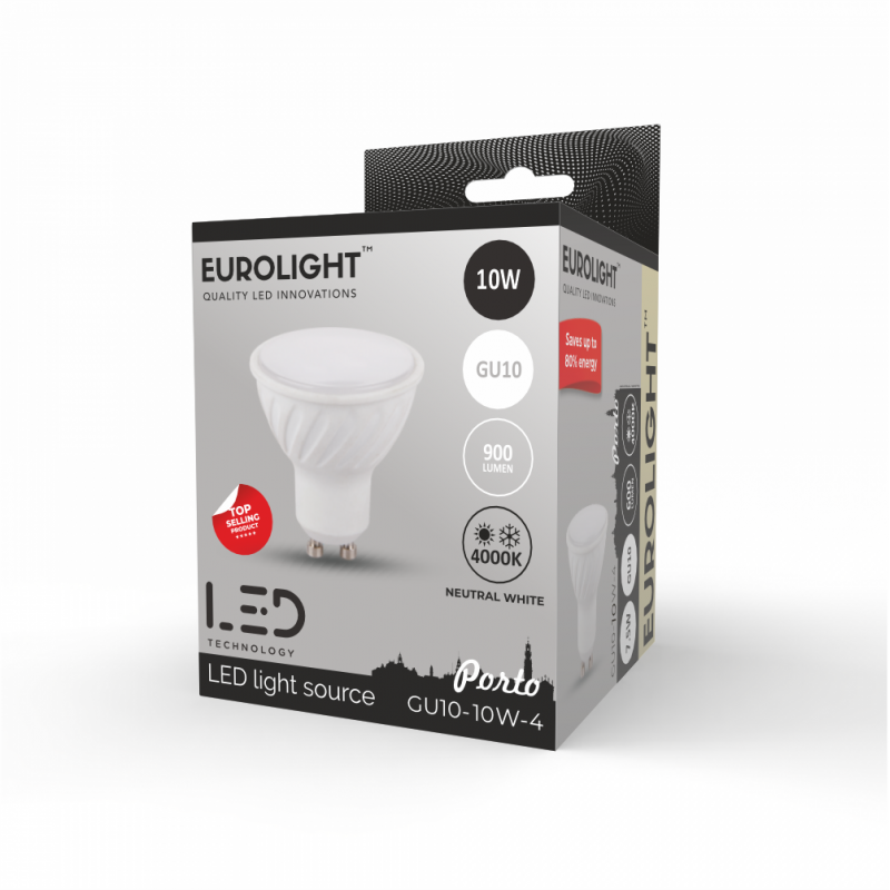 Porto LED lemputė 10W 4000K GU10 95lm/W Eurolight Porto LED lemputė 10W 4000K GU10 95lm/W Eurolight