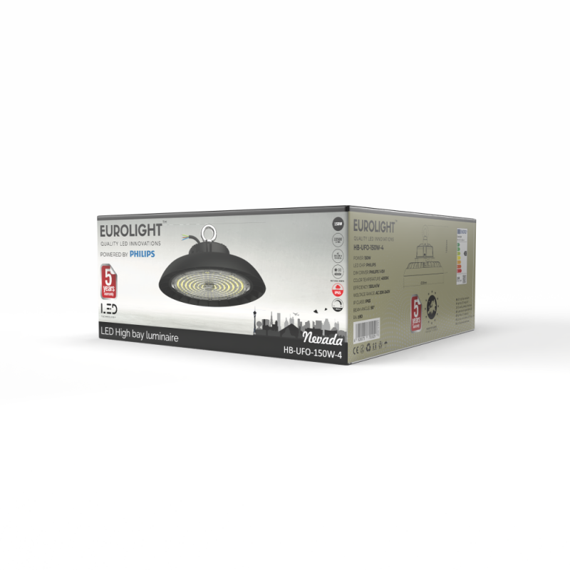 Nevada aukštų patalpų šviestuvas 150W 150Lm/W IP65 Eurolight Nevada aukštų patalpų šviestuvas 150W 150Lm/W IP65 Eurolight