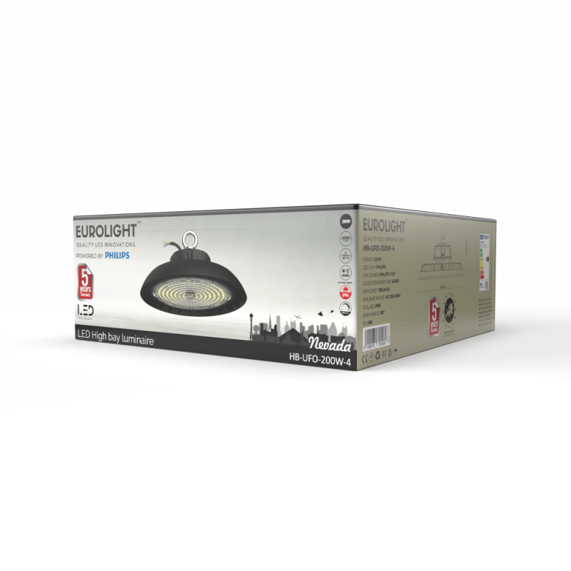 Nevada aukštų patalpų šviestuvas 200W 150Lm/W IP65 Eurolight Nevada aukštų patalpų šviestuvas 200W 150Lm/W IP65 Eurolight