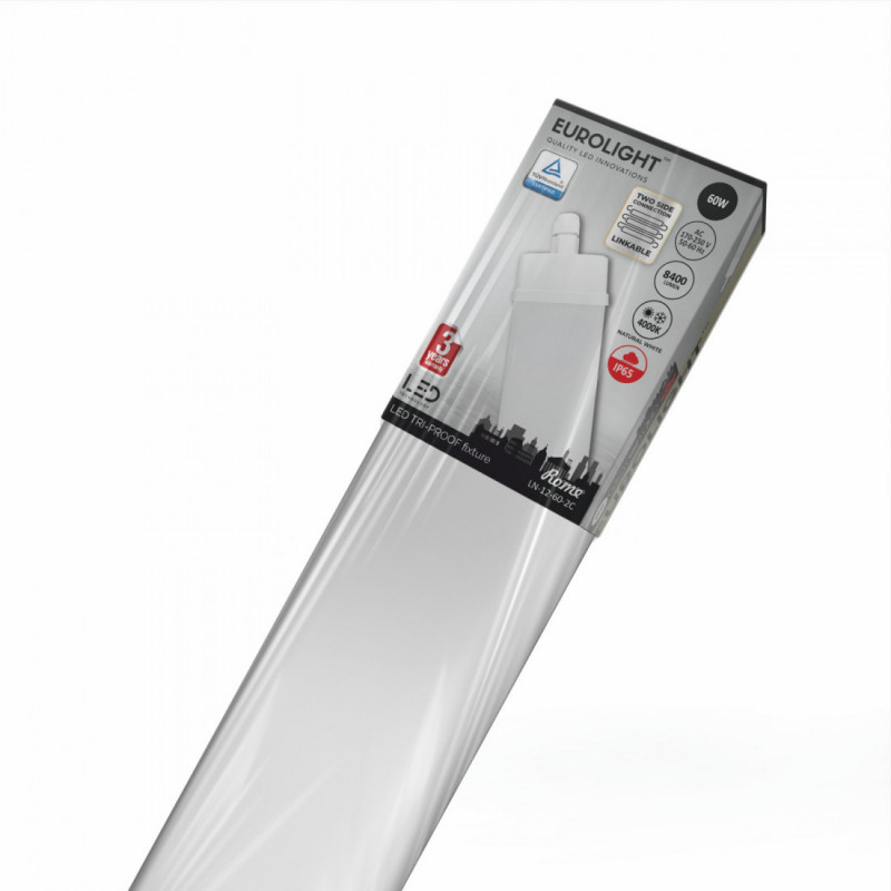 ROME šviestuvas 60W 1.2m 140lm/W 4000K IP65 IK08 dvipusis pajungimas Eurolight
