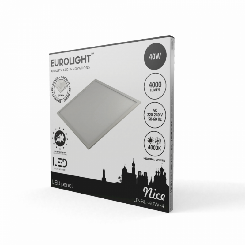 LED panelė NICE 40W, 4000lm, 4000K, IP20, 595x595mm Eurolight