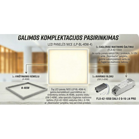 LED panel NICE 40W, 4000lm, 4000K, IP20, 595x595mm Eurolight
