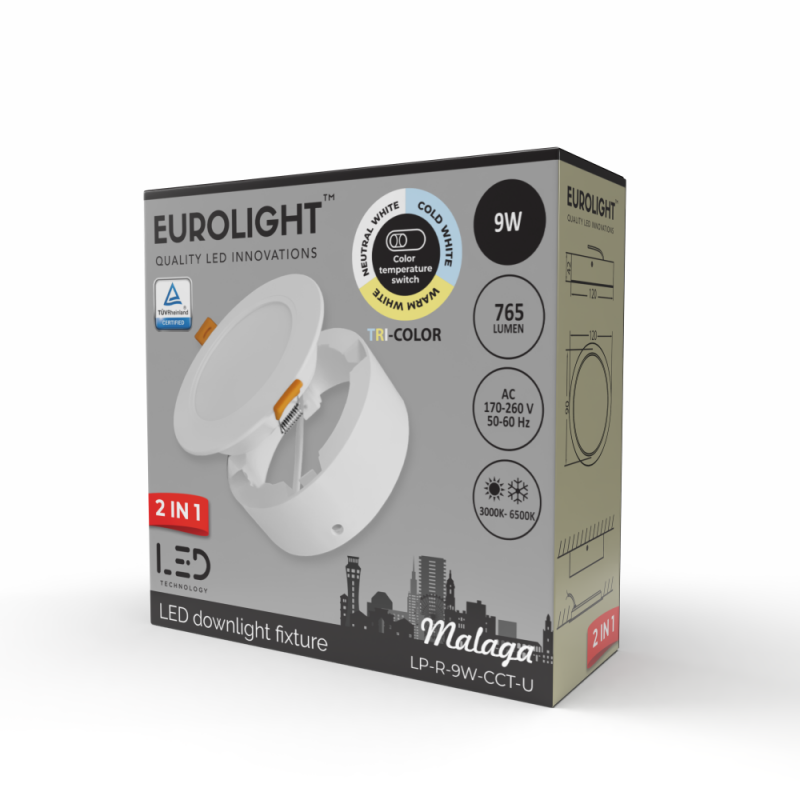 MALAGA LED panel universal 9W 85lm/W CRI80+ Eurolight MALAGA LED panel universal 9W 85lm/W CRI80+ Eurolight