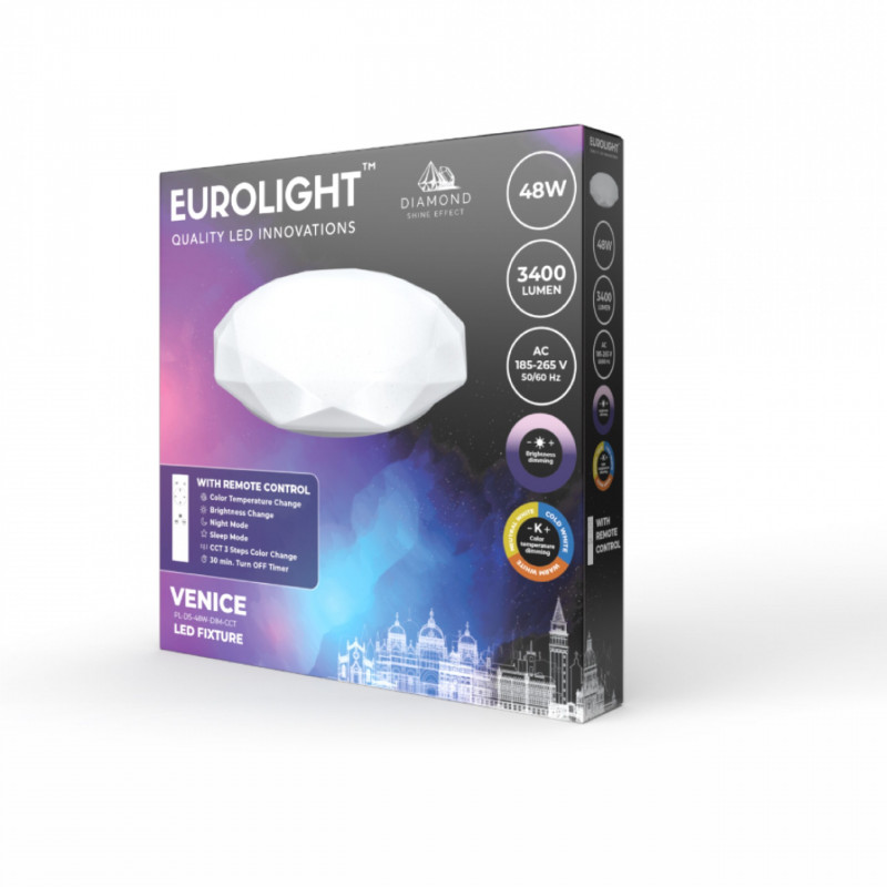 VENICE LED šviestuvas valdomas pulteliu 48W, IP20, 3120lm Eurolight VENICE LED šviestuvas valdomas pulteliu 48W, IP20, 3120lm Eurolight