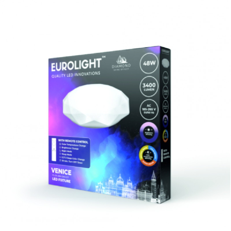 VENICE LED šviestuvas valdomas pulteliu 48W, IP20, 3120lm Eurolight