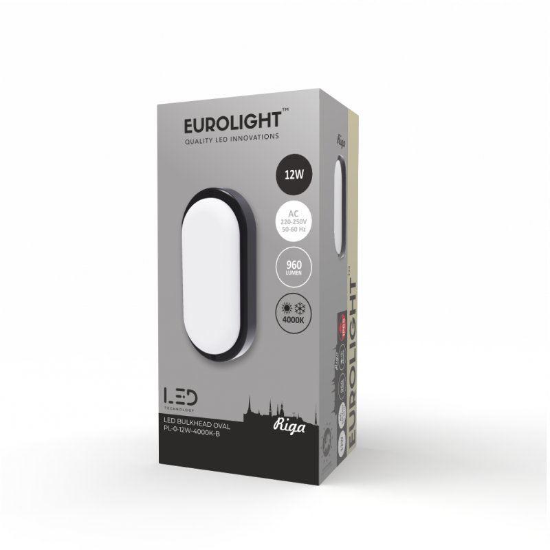 Riga oval LED luminaire 12W 4000K IP65 Eurolight BLACK Riga oval LED luminaire 12W 4000K IP65 Eurolight BLACK