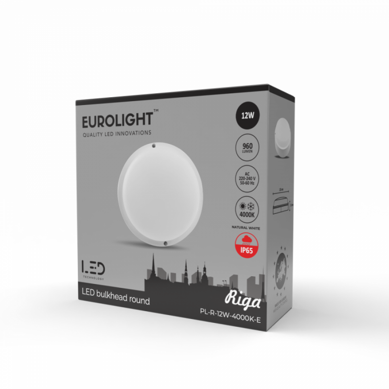 Riga round LED šviestuvas 12W 4000K IP65 Eurolight