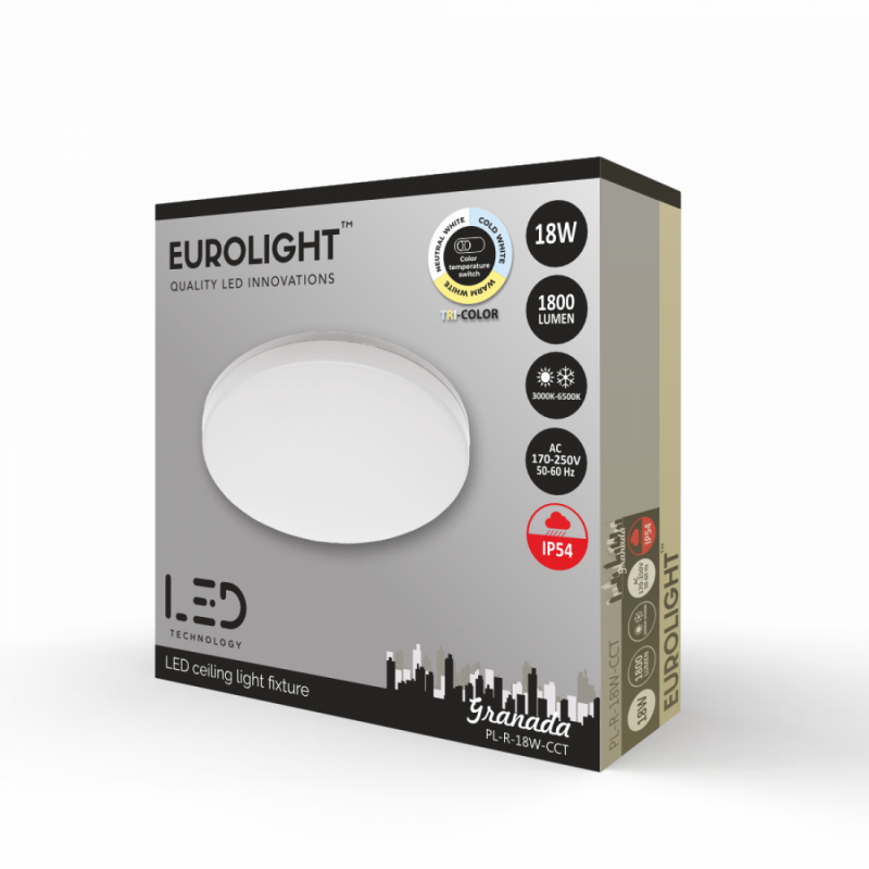 Granada LED šviestuvas 18W 3000K-4000K-6500K IP54 Eurolight CCT