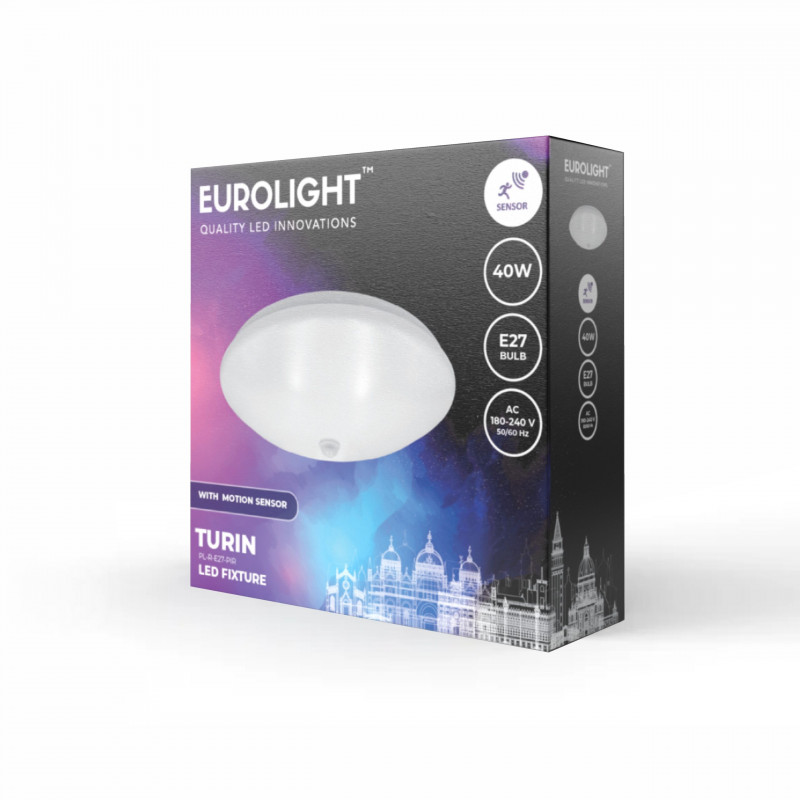 TURIN LED luminaire with IR motion sensor E27 IP20 Eurolight TURIN LED luminaire with IR motion sensor E27 IP20 Eurolight