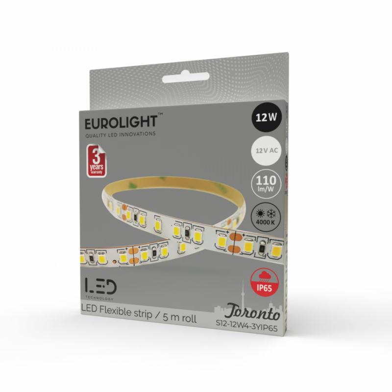 LED juosta Toronto Epistar 2835 12W 4000K IP65 CRI80 5m Eurolight