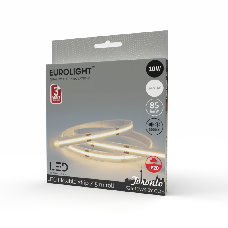 Juosta LED 10W 24V 3000K COB IP20 5m Eurolight Juosta LED 10W 24V 3000K COB IP20 5m Eurolight