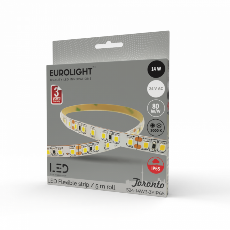 LED juosta Toronto Epistar 2835 14W 3000K IP65 by silicon 96LED/m 5m Eurolight