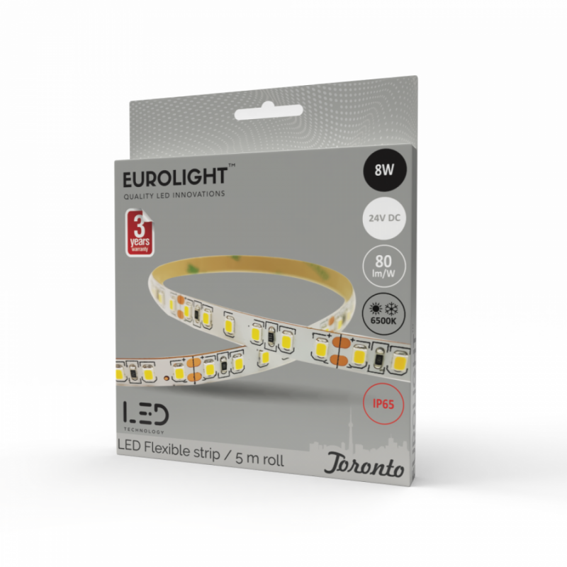 LED juosta Toronto Epistar 2835 8W 6500K IP65 by silicon 60LED/m 5m Eurolight